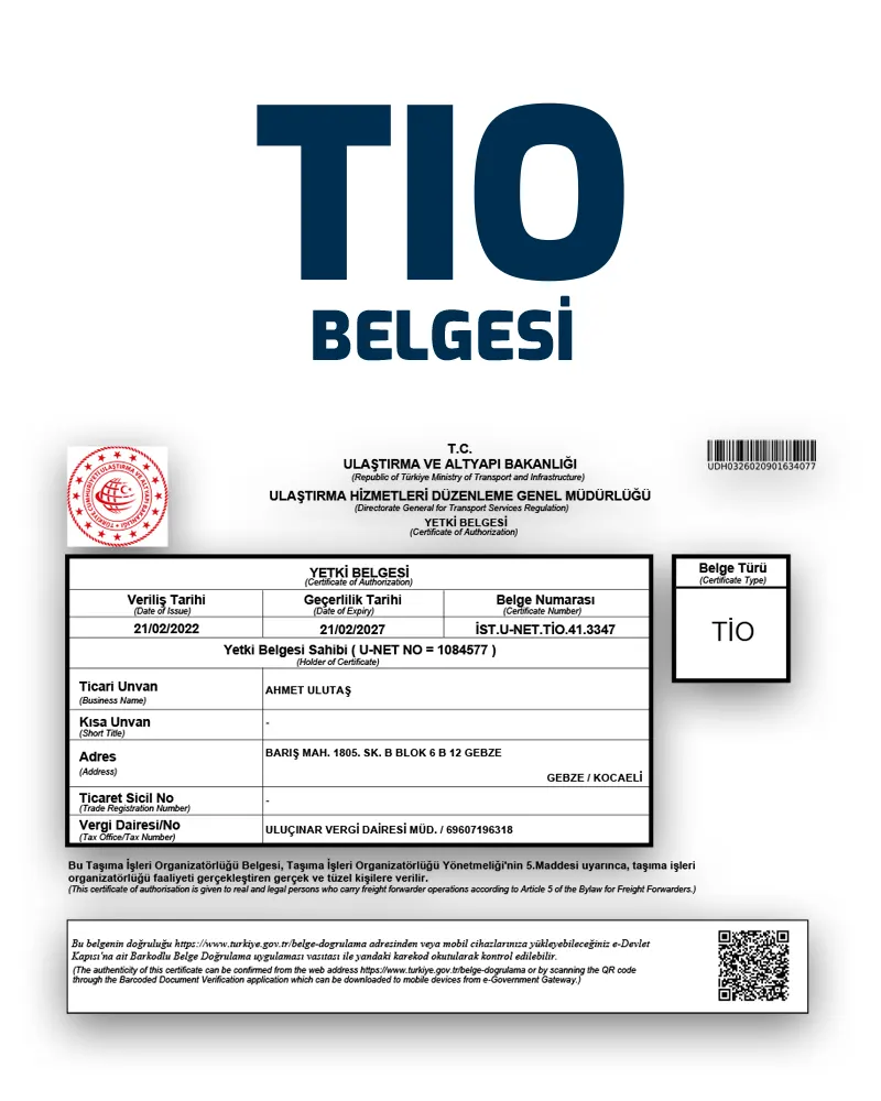 TIO Yetki Belgesi